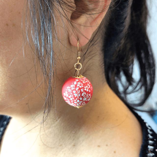Boucles d'oreilles "fleuries - rouge" 2024 - Taille XL