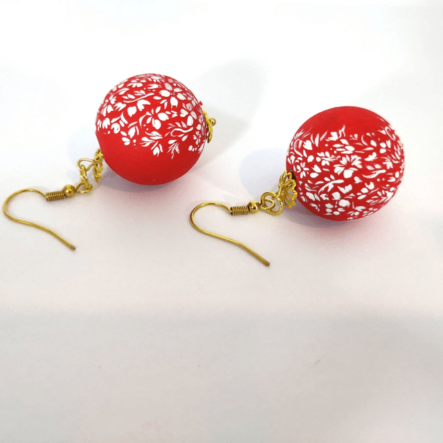 Boucles d'oreilles "fleuries - rouge" 2024 - Taille XL